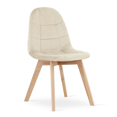 Chaise Nuuc En Velours Beige, Design Ergonomique X3