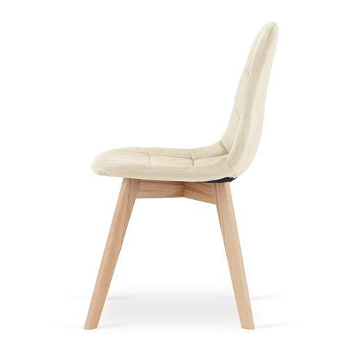 Chaise Nuuc En Velours Beige, Design Ergonomique X3