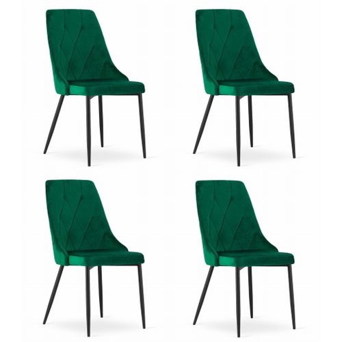 Chaise Imola En Velours Vert Foncé, Design Moderne X4