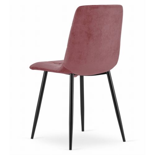 Chaise Pyra En Velours Rose, Pieds Noirs, Design Moderne X4