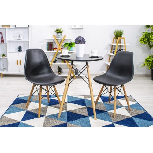 Chaise Osaka Noire, Pieds Naturels, Ergonomique Pour Salon