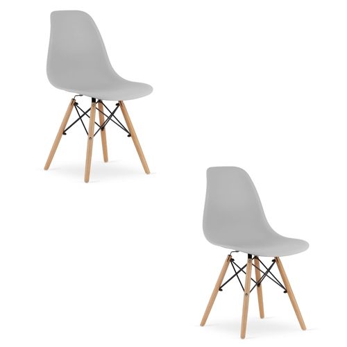 Chaise Osaka Grise, Pieds Naturels, Pour Salon X2