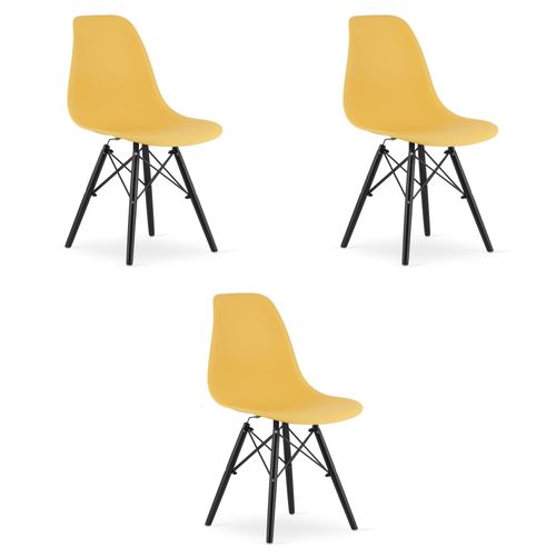 Chaise Osaka Moutarde, Pieds Noirs, Pour Salon X3