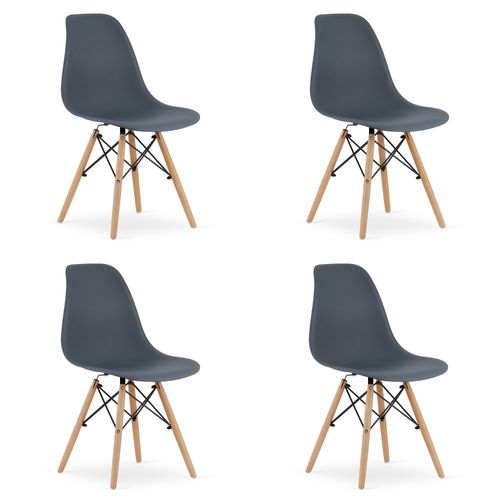 Chaise Osaka, Pieds Naturels Couleur Ardoise Foncée, Pour Salle à Manger (x4)