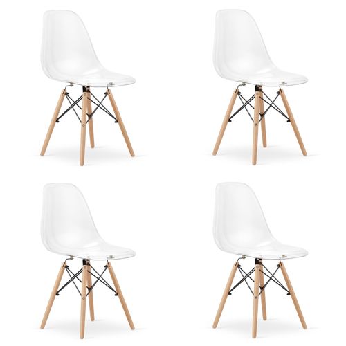 Chaise Osaka Pieds Naturels Transparents Pour Salon X4
