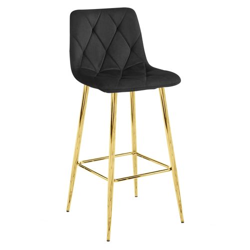 Tabouret De Bar Koda En Velours Noir, Design Moderne Pour La Cuisine