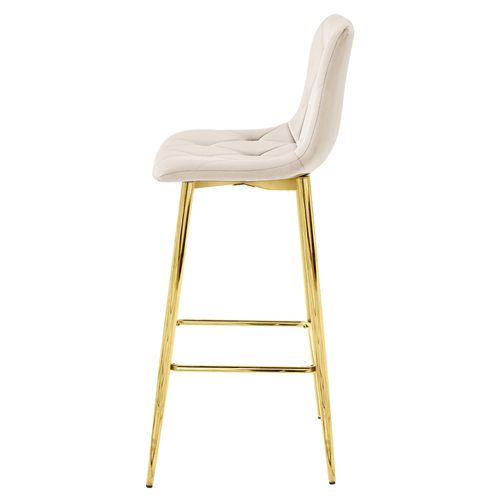 Tabouret De Bar Koda, Velours Beige, Pieds Dorés (x2)