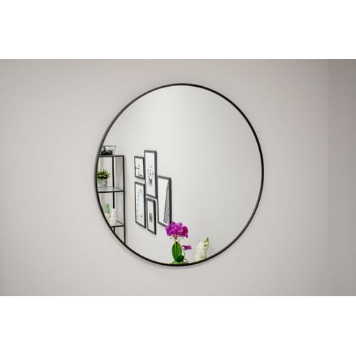 Miroir Rond 70 Cm, Cadre En Métal Noir, Style Scandinave