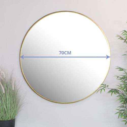 Miroir Mural Rond 70 Cm Avec Cadre En Métal Doré