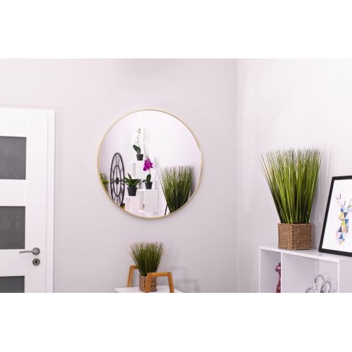 Miroir Mural Rond 70 Cm Avec Cadre En Métal Doré