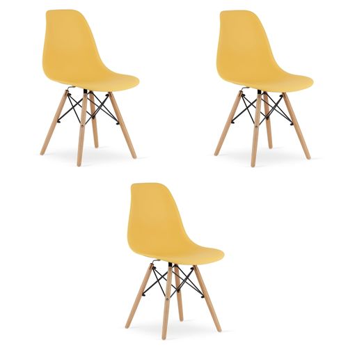 Chaise Osaka Moutarde Pieds Naturels Polypropylène X3