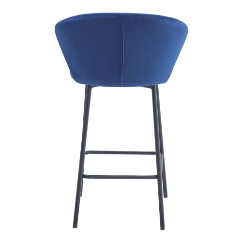 Tabouret De Bar Gatta En Velours Bleu Marine, Pieds Noirs (x2)