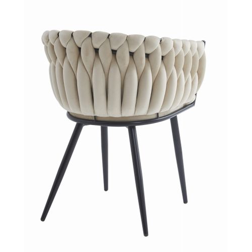 Chaise Mayan En Velours Beige, Pieds Noirs