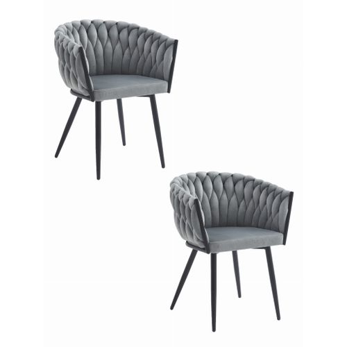 Chaise Maya, Revêtement En Velours Gris Clair X2