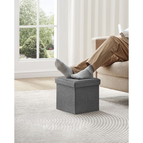Pouf Organisateur Rangement Mdf Gris Foncé