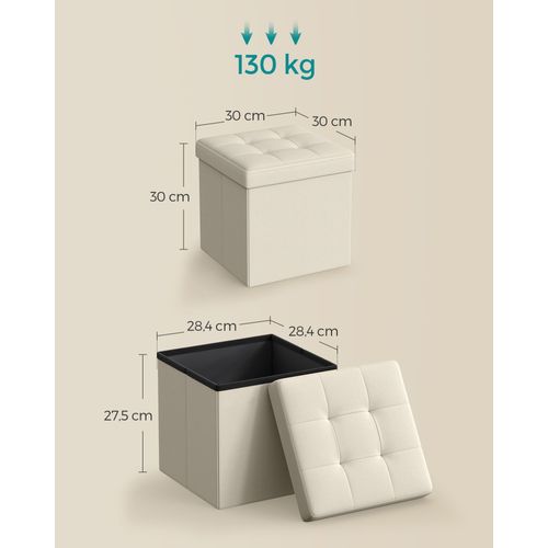 Pouf De Rangement En Mdf Blanc Crème