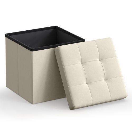 Pouf De Rangement En Mdf Blanc Crème