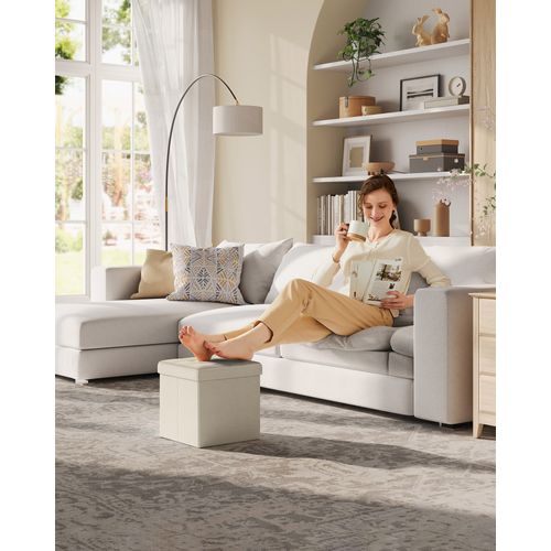 Pouf De Rangement En Mdf Blanc Crème