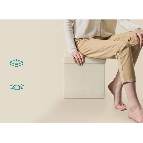 Pouf De Rangement En Mdf Blanc Crème