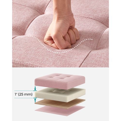 Pouf De Rangement En Mdf Rose, Aspect Lin