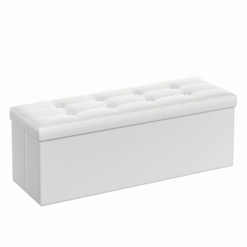 Pouf De Rangement En Mdf Blanc Avec Siège De Rangement