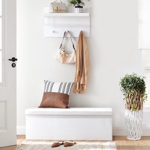Pouf De Rangement En Mdf Blanc Avec Siège De Rangement