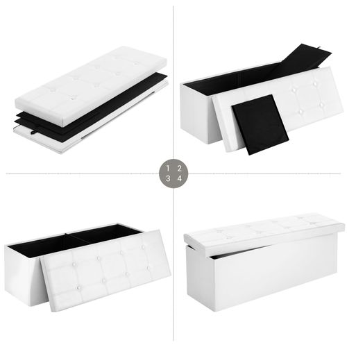 Pouf De Rangement En Mdf Blanc Avec Siège De Rangement