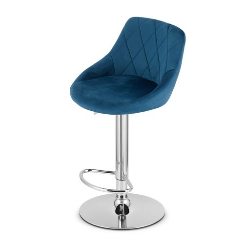 Tabouret Pivotant Daka - Velours Bleu Marine Avec Base Chromée