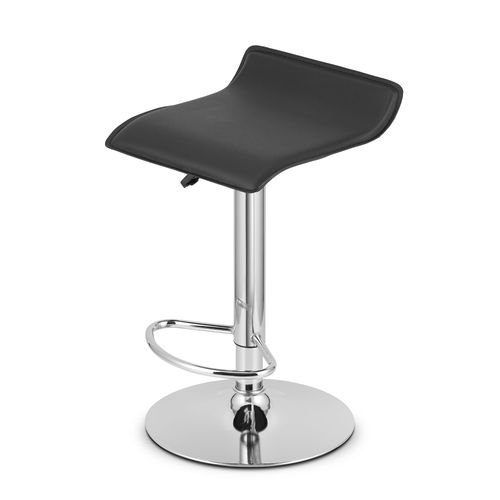Tabouret Pivotant Fort - Simili Noir, Piètement Chromé