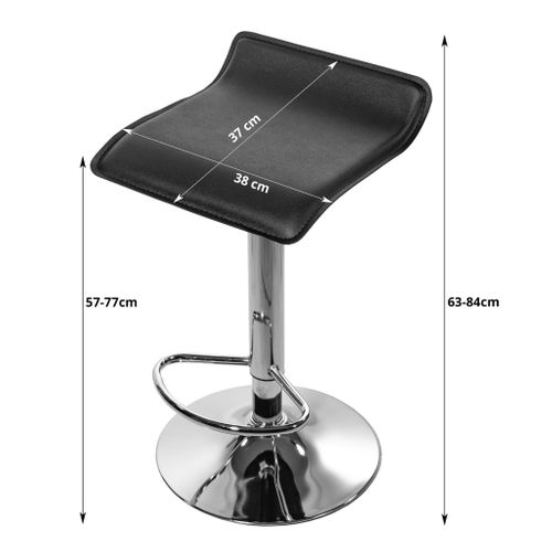 Tabouret Pivotant Fort - Simili Noir, Piètement Chromé