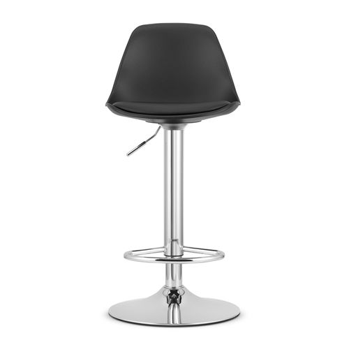 Tabouret Pivotant Hoga - Noir Avec Base Chromée