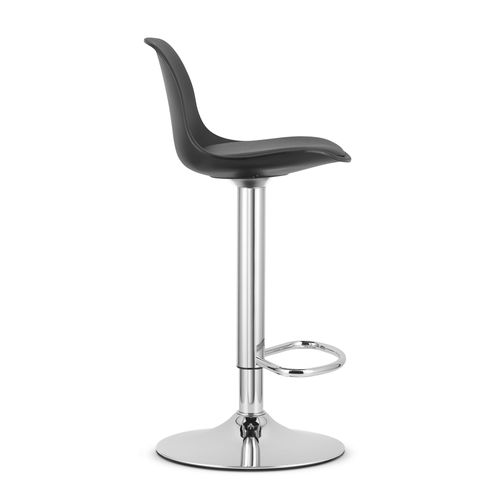 Tabouret Pivotant Hoga - Noir Avec Base Chromée