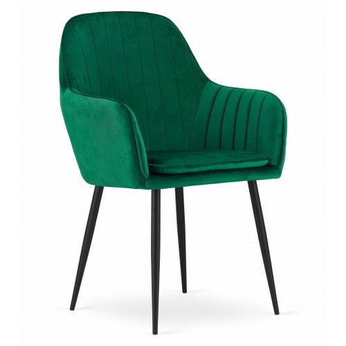 Fauteuil Lugo - Velours Vert Avec Pieds Noirs X 2