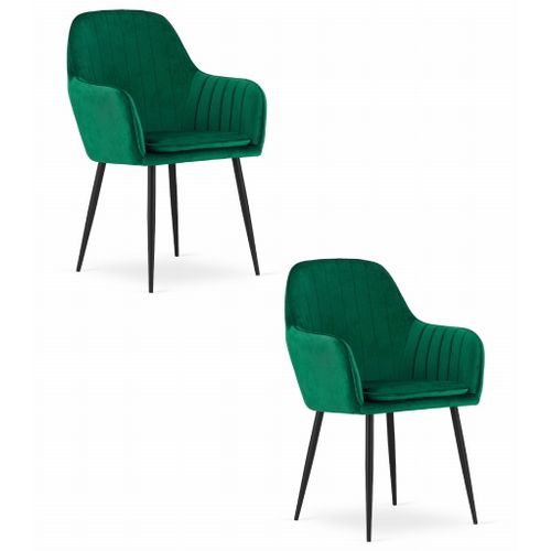 Fauteuil Lugo - Velours Vert Avec Pieds Noirs X 2