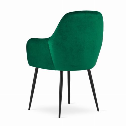 Fauteuil Lugo - Velours Vert Avec Pieds Noirs X 2