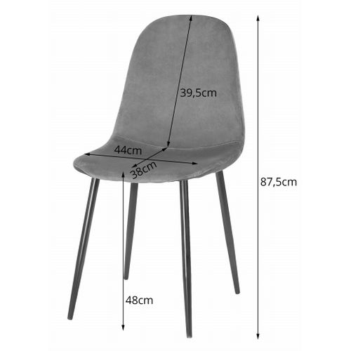 Como Chaise - Ergonomique Velours Noir X 2