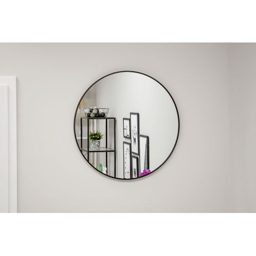 Miroir Rond Avec Cadre Noir Pour Salle De Bain Et Salon, 80 Cm