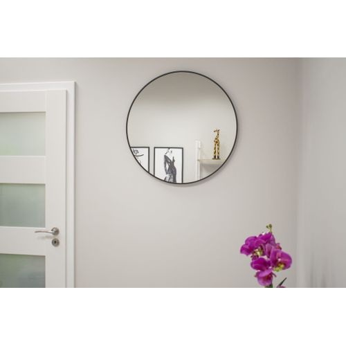 Miroir Rond Avec Cadre Noir Pour Salle De Bain Et Salon, 80 Cm