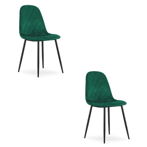 Chaise Dapi - Design Ergonomique Moderne En Velours Vert Foncé X 2