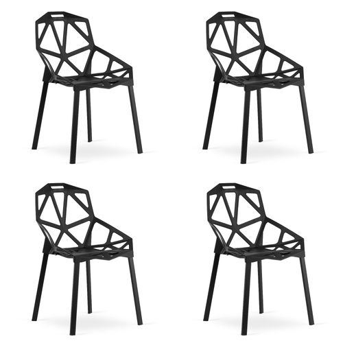 Chaise Essen - Design Ergonomique Moderne, Noir X 4