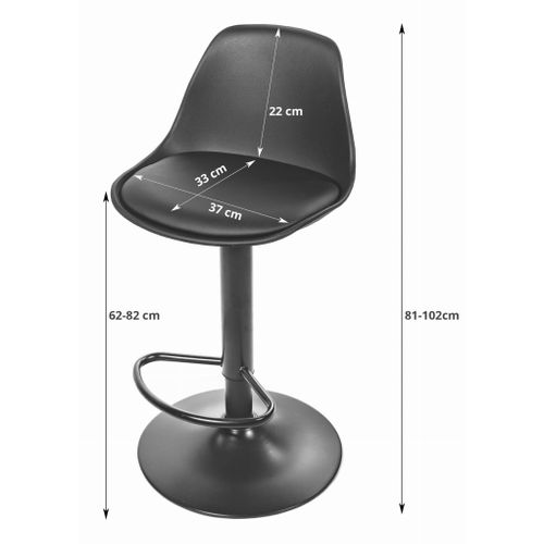 Tabouret Pivotant Hoga - Noir Avec Base Noire X 2