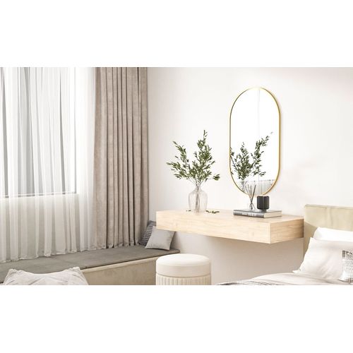 Miroir Ovale 100x50cm, Cadre Doré, Idéal Pour Une Décoration De Style Loft