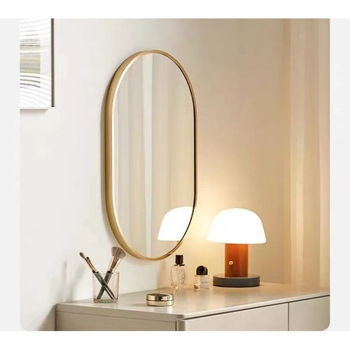 Miroir Ovale 100x50cm, Cadre Doré, Idéal Pour Une Décoration De Style Loft
