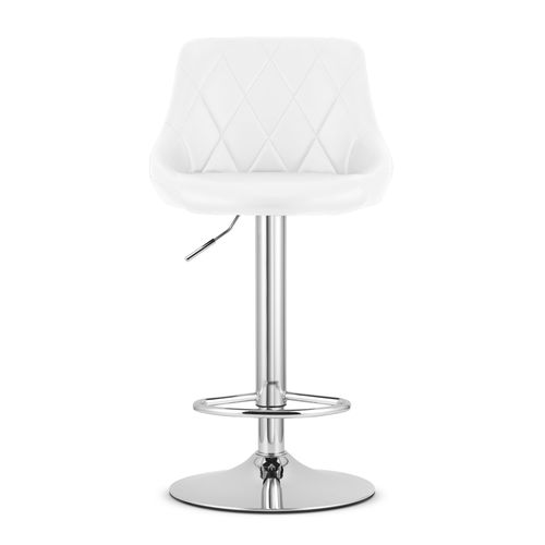 Tabouret Pivotant Daka - Revêtement En Simili Blanc/pied Chromé