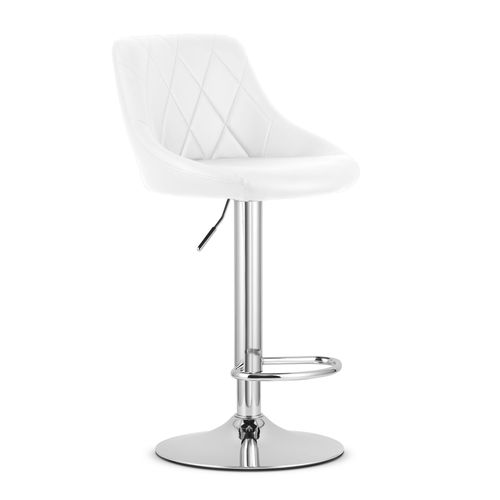 Tabouret Pivotant Daka - Revêtement En Simili Blanc/pied Chromé