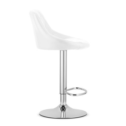 Tabouret Pivotant Daka - Revêtement En Simili Blanc/pied Chromé