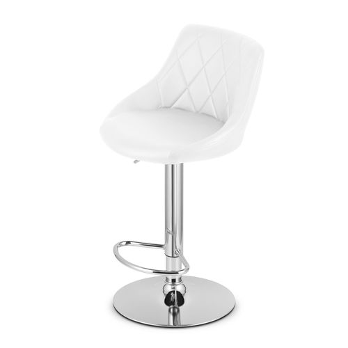 Tabouret Pivotant Daka - Revêtement En Simili Blanc/pied Chromé