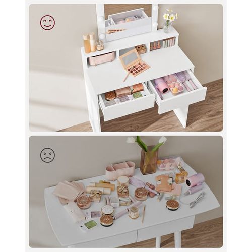 Coiffeuse Avec Miroir, Style Scandinave Blanc Rdt114w01