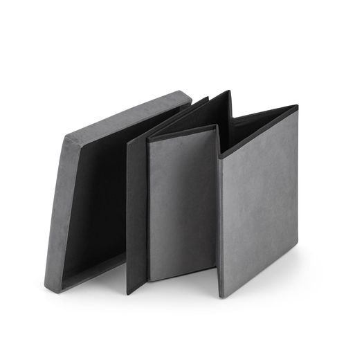 Pouf Pliant Avec Rangement - Gris Velours 38x38x38cm