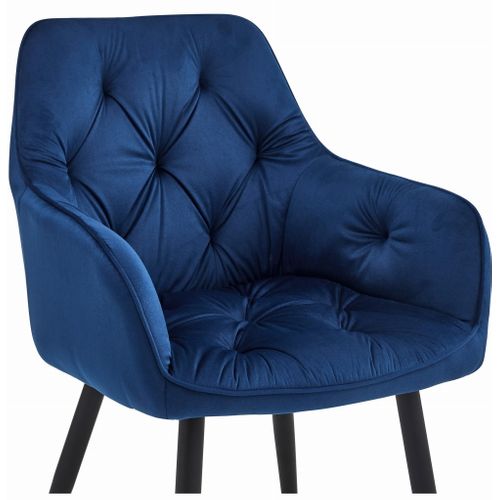 Fauteuil Lukk - Velours Bleu Marine Pour Salon, Cuisine, Salle à Manger X 2